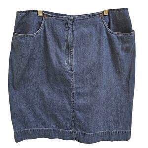 Talbots Vintage Jean Skirt Short Straight A-Line Denim Retro 90s Skirt Size 14